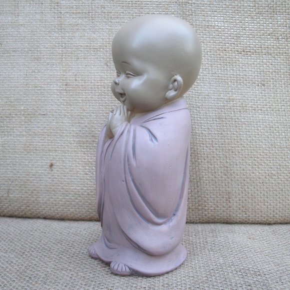 Laughing Buddhist Monk Resin Figurine Namaste - Picture 2 of 16